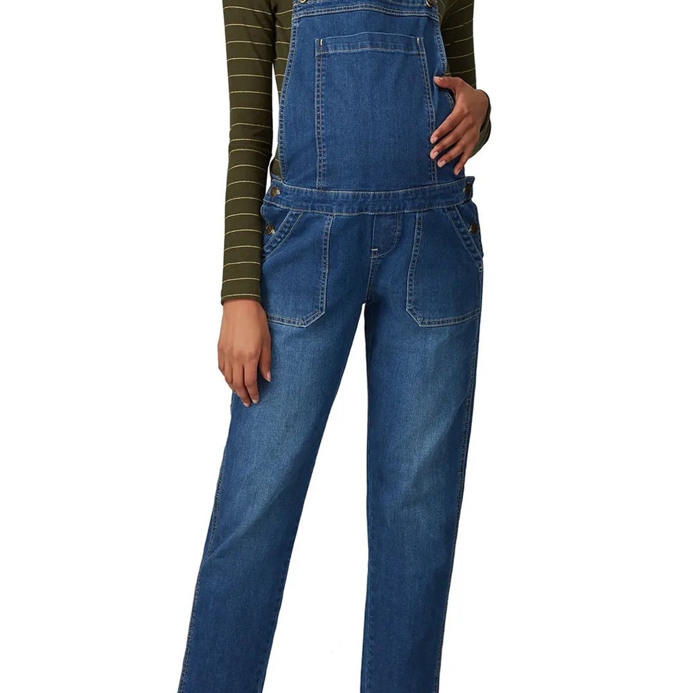 Denim Overalls with Striped Top